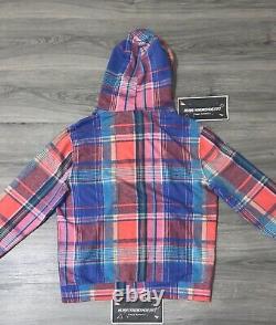 POLO RALPH LAUREN Men's Large Plaid Fleece Lined Sweatshirt Hoodie NWT $388