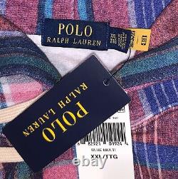 POLO RALPH LAUREN Men's Multi Plaid Fleece Lined Pullover Hoodie Sz XXL $388 NEW