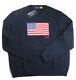 Polo Ralph Lauren Men's Navy Blue Usa Flag Knit Cotton Pullover Sweater New Nwt