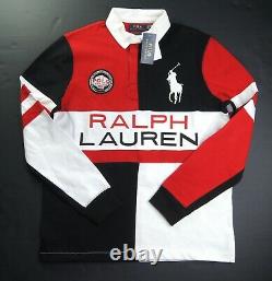 POLO RALPH LAUREN Men's Red Multi Custom Slim Fit Polo Alpine Rugby Shirt NWT