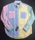 Polo Ralph Lauren Men's Yellow Multi Classic Fit Colorblock Oxford Fun Shirt Nwt