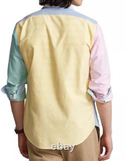 POLO RALPH LAUREN Men's Yellow Multi Classic Fit Colorblock Oxford Fun Shirt NWT