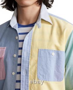 POLO RALPH LAUREN Men's Yellow Multi Classic Fit Colorblock Oxford Fun Shirt NWT