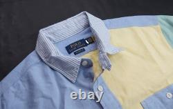 POLO RALPH LAUREN Men's Yellow Multi Classic Fit Colorblock Oxford Fun Shirt NWT