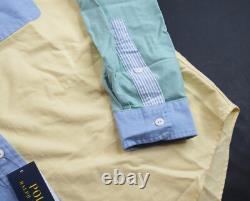 POLO RALPH LAUREN Men's Yellow Multi Classic Fit Colorblock Oxford Fun Shirt NWT