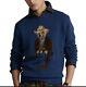 Polo Ralph Lauren Mens Large Bear Sweater Blue Cowboy Cotton Crewneck Navy Rare