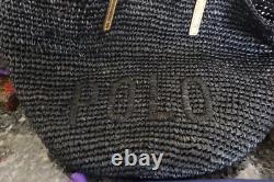 POLO RALPH LAUREN Raffia woven black & gold Tote Bag purse New with tags