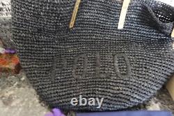 POLO RALPH LAUREN Raffia woven black & gold Tote Bag purse New with tags