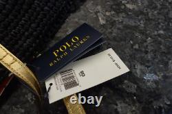 POLO RALPH LAUREN Raffia woven black & gold Tote Bag purse New with tags