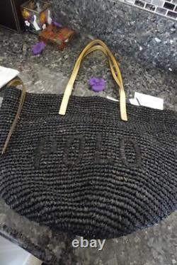 POLO RALPH LAUREN Raffia woven black & gold Tote Bag purse New with tags