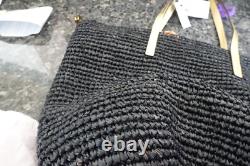POLO RALPH LAUREN Raffia woven black & gold Tote Bag purse New with tags