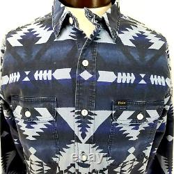 POLO RALPH LAUREN Shirt Indigo Blue Southwestern Aztec Tribal Button Mens M NEW