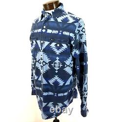 POLO RALPH LAUREN Shirt Indigo Blue Southwestern Aztec Tribal Button Mens M NEW