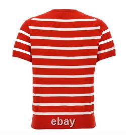 POLO RALPH LAUREN Striped Short Sleeve Sweater Red Size L Orig. $195 NEW