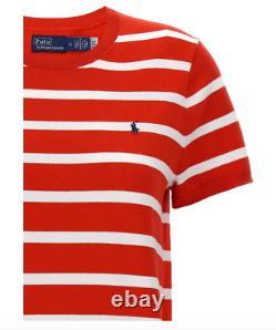 POLO RALPH LAUREN Striped Short Sleeve Sweater Red Size L Orig. $195 NEW