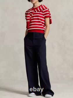 POLO RALPH LAUREN Striped Short Sleeve Sweater Red Size S Orig. $195 NEW