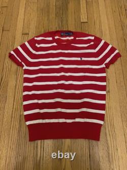 POLO RALPH LAUREN Striped Short Sleeve Sweater Red Size S Orig. $195 NEW
