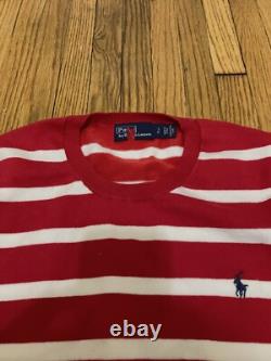 POLO RALPH LAUREN Striped Short Sleeve Sweater Red Size S Orig. $195 NEW