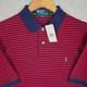 Polo Ralph Lauren Vtg New Mens Polo Shirt Size Large Red Blue Stripe Cotton
