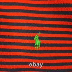 POLO RALPH LAUREN VTG NEW Mens Polo Shirt Size Large Red Blue Stripe Cotton