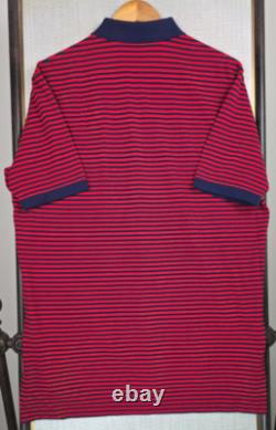 POLO RALPH LAUREN VTG NEW Mens Polo Shirt Size Large Red Blue Stripe Cotton