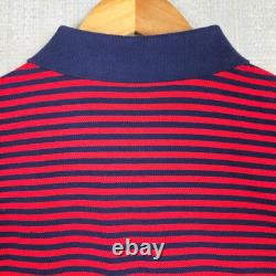 POLO RALPH LAUREN VTG NEW Mens Polo Shirt Size Large Red Blue Stripe Cotton