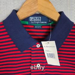 POLO RALPH LAUREN VTG NEW Mens Polo Shirt Size Large Red Blue Stripe Cotton