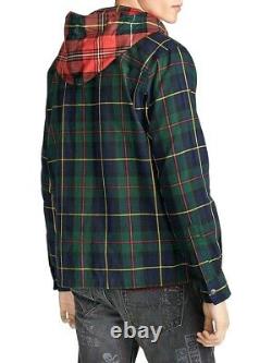 POLO Ralph Lauren Mens ST. ANDREWS Plaid Hooded Cotton Twill Long Sleeve Shirt