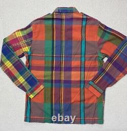 POLO Ralph Lauren Patchwork Madras Fun LS Buttondown Shirt Mens Small 3 Pockets