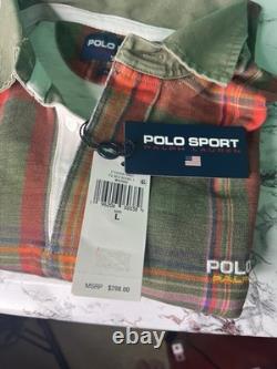 POLO SPORT Ralph Lauren Men's L Madras Print Long-Sleeve Rugby Shirt NWT