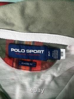 POLO SPORT Ralph Lauren Men's L Madras Print Long-Sleeve Rugby Shirt NWT