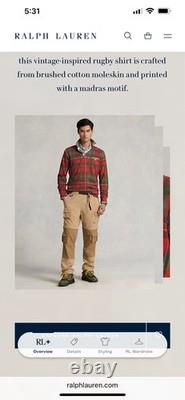 POLO SPORT Ralph Lauren Men's L Madras Print Long-Sleeve Rugby Shirt NWT