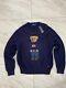 Polo Bear Ralph Lauren Men's Navy Blue American Flag Sweater Size L New