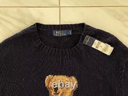 Polo Bear Ralph Lauren Men's Navy Blue American Flag Sweater Size L NEW