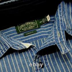 Polo Country Ralph Lauren Classic Fit Blue Indigo Striped Work Shirt P