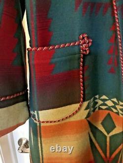 Polo Country Ralph Lauren Wool Southwestern Aztec Navajo Robe Jacket Coat Tribal