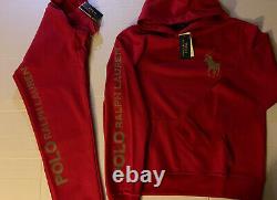 Polo Ralph Lauren 3M Sweat suit Jogger+Hoodie Double Knit Hi Tech Fleece Sz L