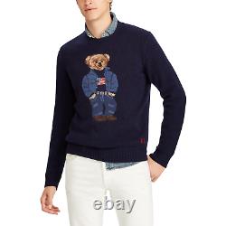 Polo Ralph Lauren 50th Anniversary Wool Denim USA Flag Bear Sweater New $398