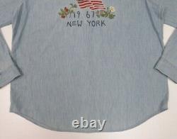 Polo Ralph Lauren American Flag Arrow Stitched Indigo Dyed Chambray Work Shirt