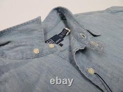 Polo Ralph Lauren American Flag Arrow Stitched Indigo Dyed Chambray Work Shirt