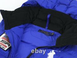Polo Ralph Lauren Big Pony Hooded Puffer Down Vest withUSA Patch Sapphire