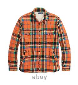 Polo Ralph Lauren Big & Tall Orange Plaid Fleece Lined Overshirt Jacket New