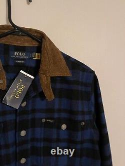 Polo Ralph Lauren Blue Buffalo Plaid Flannel Western Jacket Men's Small New