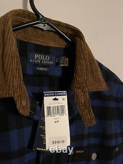 Polo Ralph Lauren Blue Buffalo Plaid Flannel Western Jacket Men's Small New