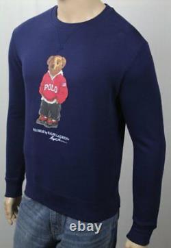 Polo Ralph Lauren Blue Preppy Teddy Bear Pullover Fleece Sweatshirt NWT