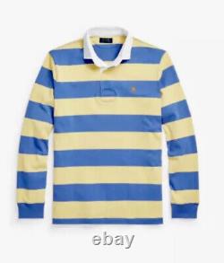 Polo Ralph Lauren Blue Striped Iconic Rugby Color Block Shirt XXL Hi Tech