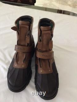 Polo Ralph Lauren Boot Men 12D Brown Black Conquest Hi II Leather Double Zip New