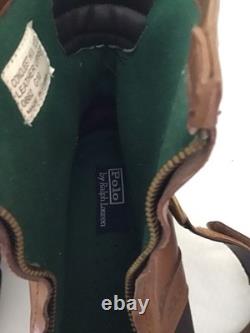 Polo Ralph Lauren Boot Men 12D Brown Black Conquest Hi II Leather Double Zip New
