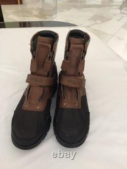 Polo Ralph Lauren Boot Men 12D Brown Black Conquest Hi II Leather Double Zip New