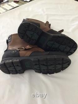 Polo Ralph Lauren Boot Men 12D Brown Black Conquest Hi II Leather Double Zip New